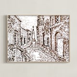 "Cross pathway" - Art Print in Dark brown by Nene - Framed