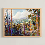 "Wait a Minute" - Art Print in Forest Blue by Jess Franks - Framed