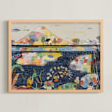 "The Lake House" - Art Print in Polo Blue by Lee-Anne Schmidt - Framed