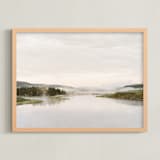 "Misty lake" - Art Print in autumn green by Kamala Nahas - Framed