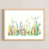 "Wildflower and Free" - Art Print in Chartreuse Green by Lizzie Bowman - Framed