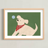"Fetch 2" - Art Print in Shamrock Green by Jen Tips - Framed