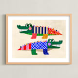 "Crocodile friends" - Art Print in Emerald by Mojca Dolinar - Framed