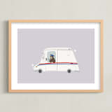 "Mail Bear" - Art Print in Berry by Adelyn T. - Framed