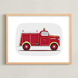 "Red Fire Engine #1" - Art Print in red by Rebecca Marchese - Framed
