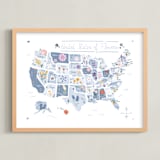 "United States of Flowers" - Art Print in Blue Moon Glycine by Another Please - Framed