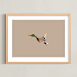 "Mallards in Flight 2" - Art Print in Neutral by Anee Shah - Framed