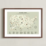 "National Parks of USA" - Art Print in Adventure Green by Sherley Ferreira - Framed