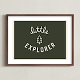 "Little Explorer Flag" - Art Print in Pine Green by Darby McGuire - Framed