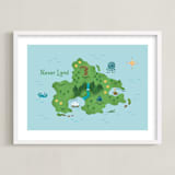 "Never Land Map" - Art Print in Ocean by Renee Christensen - Framed
