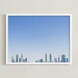 "Hazy Skyline" - Art Print in Sky Blue by Meredith Acton - Framed