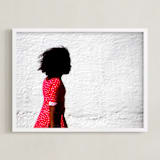 "Girl in the red dress." - Art Print in brilliant red by Dawn Smith - Framed