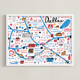 "I Love Dallas" - Art Print in Blue by Jordan Sondler - Framed