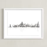 "Chicago Skyline" - Art Print in Charcoal by Paul Berthelot - Framed