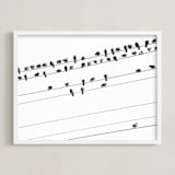 "birds in the meeting 1" - Art Print in classic black and white by Qing Ji - Framed