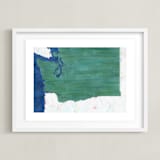 "Washington in Paint" - Art Print in Washington Green by Denise Wong - Framed