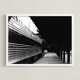 "Black and White Train Platform" - Art Print in Black and White by Aquenne - Framed