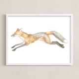 "Swift Fox" - Art Print in fox orange by Natalie Groves - Framed