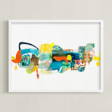 "The Lake and the Trees" - Art Print in Juicy Orange by Erin McCluskey Wheeler - Framed