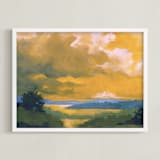 "Orange Lake" - Art Print in Bold Orange by Stephanie Goos Johnson - Framed