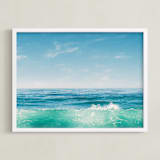 "Malibu Surf and Sky I" - Art Print in Fresh Blue by Kamala Nahas - Framed