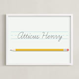 "The Write Stuff" - Personalized Art Print in Mint by Sarah Cohn - Framed