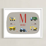 "Trucks with Name - Custom" - Personalized Art Print in Steel by Rebecca Marchese - Framed