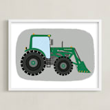 "Front End Loader Tractor" - Personalized Art Print in Field by Rebecca Marchese - Framed