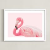 "Flamingo Portrait III" - Art Print in Parfait Pink by Rega - Framed