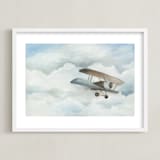 "The Cloud Plane" - Art Print in Baby Blue by Sarah Holden - Framed