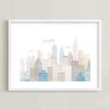 "Big City" - Art Print in Beige by Jessie Steury - Framed