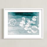 "Bubbles out of the Blue" - Art Print in Pale Aqua Blue by Mary Ann Glynn-Tusa - Framed