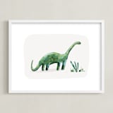 "brave brontosaurus" - Art Print in Leaf by Kayla King - Framed