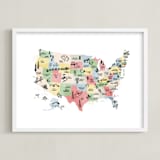 "Retro United States Map" - Art Print in Vintage by Jessie Steury - Framed