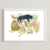 "Wild Cats" - Art Print in Lion biege by Emilie Simpson - Framed