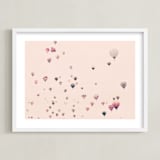 "Love is All Around" - Art Print in pale pink by Caroline Mint - Framed