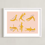"Giraffe Exercises" - Art Print in Blush by Jenna Holcomb - Framed