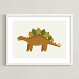 "Stegosaurus" - Art Print in Cream by Amy Mullen - Framed