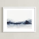 "Alaska from Sea" - Art Print in Navy by Kelsey McNatt - Framed