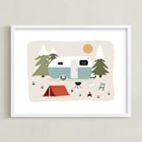 "Happy Camper" - Art Print in Toasted Marshmallow by Christie Garcia - Framed