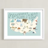"Adventurer's Guide" - Art Print in Blue by Hannah Williams - Framed