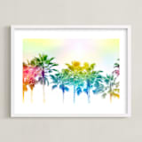 "Rainbow palms" - Art Print in Rainbow by Dawn Smith - Framed