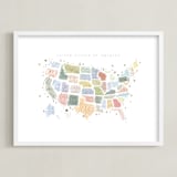"United States lettered" - Art Print in Peach by Hannah Williams - Framed