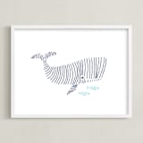 "Lined Animals II" - Art Print in OCEAN BLUE by Jayne Alfieri - Framed