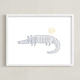 "Lined Animals III" - Art Print in OCEAN BLUE by Jayne Alfieri - Framed