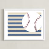 "Little Slugger Series 4" - Art Print in Denim by Pinky Diamond Studio - Framed