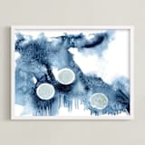 "Crashing Waves" - Art Print in indigo by Amelia Gluba - Framed