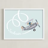 "aerobatics" - Personalized Art Print in Milky Blue by Leia Matt - Framed