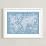 "Sea Life World Map" - Art Print in Sea by Jessie Steury - Framed
