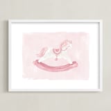 "Rocking Horse" - Art Print in Rose by Laura Bercovich - Framed